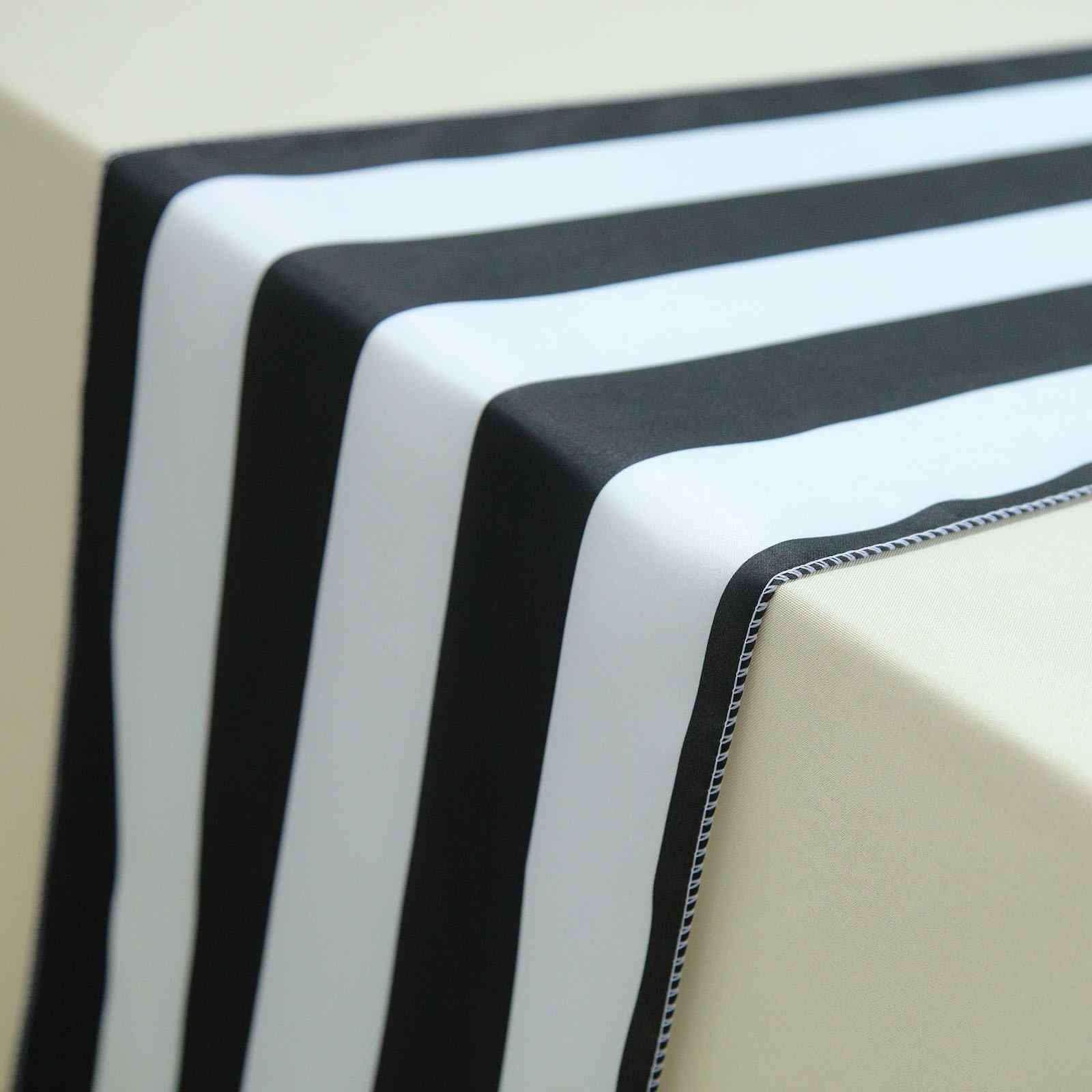 Satin 12"x108" Table Runner Black/White Stripe - Classic & Exquisite Table Decor - Linen Luxes