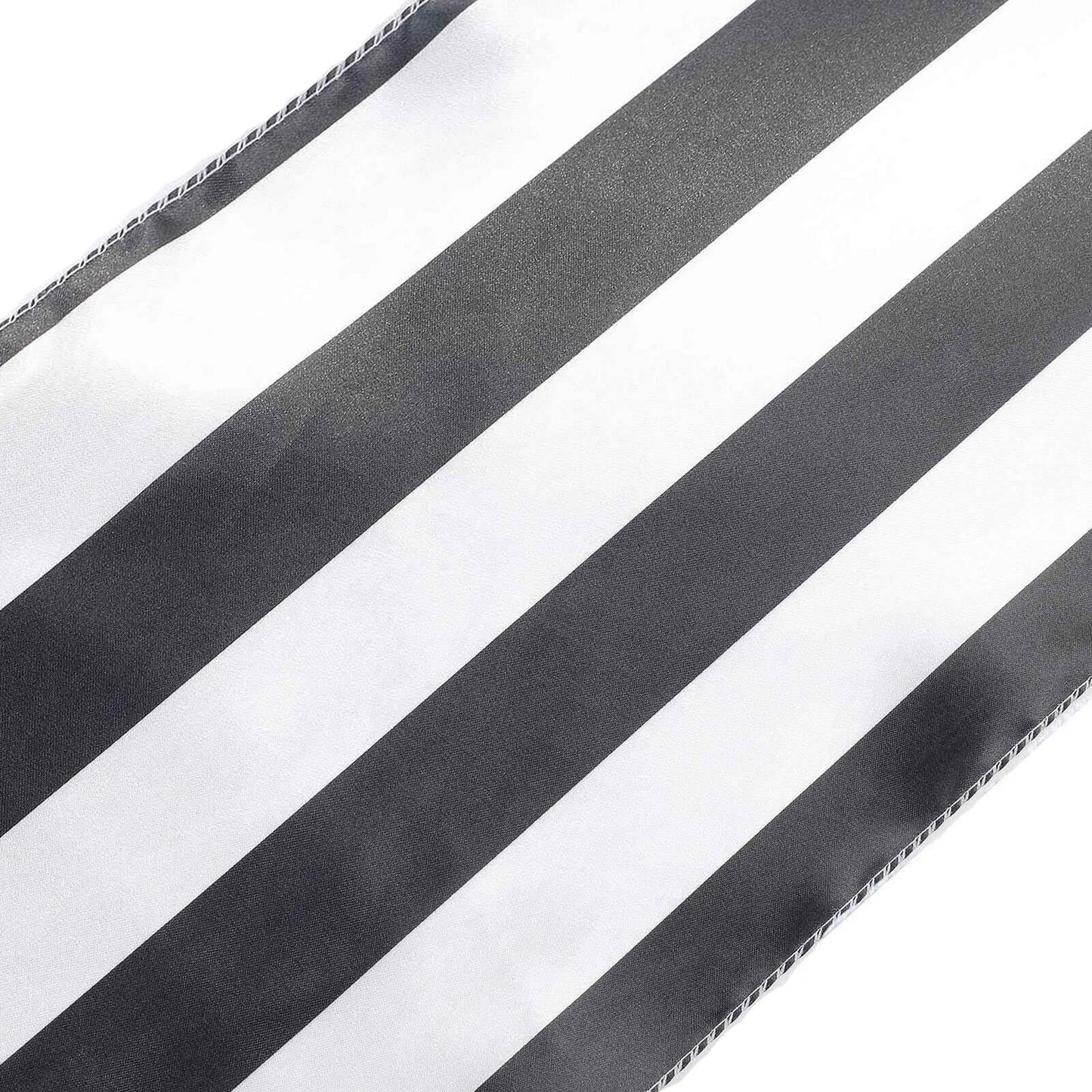 Satin 12"x108" Table Runner Black/White Stripe - Classic & Exquisite Table Decor - Linen Luxes