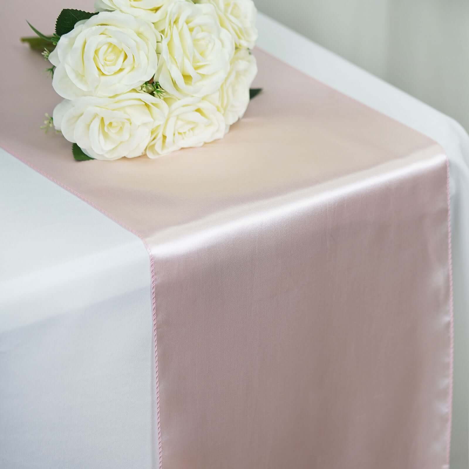 Satin 12"x108" Table Runner Blush - Stylish Table Linen - Linen Luxes
