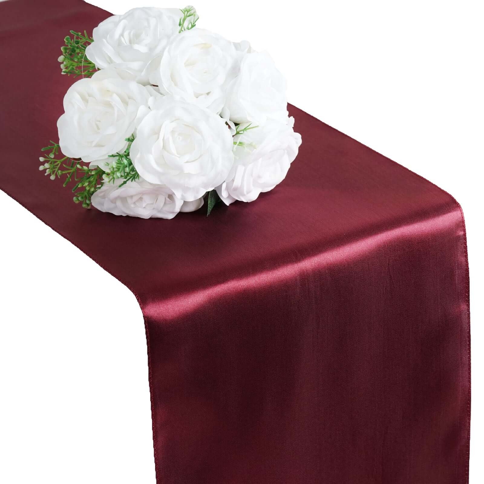 Satin 12"x108" Table Runner Burgundy - Stylish Table Linen - Linen Luxes