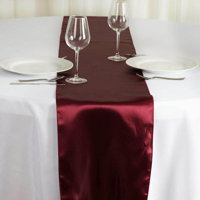 Satin 12"x108" Table Runner Burgundy - Stylish Table Linen - Linen Luxes