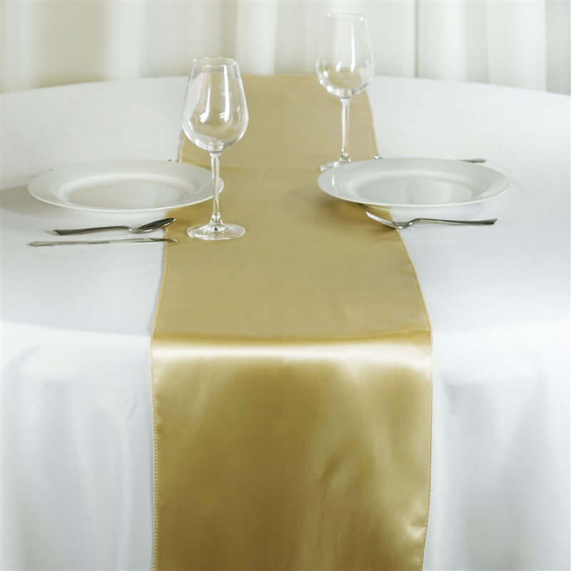 Satin 12"x108" Table Runner Champagne - Stylish Table Linen - Linen Luxes