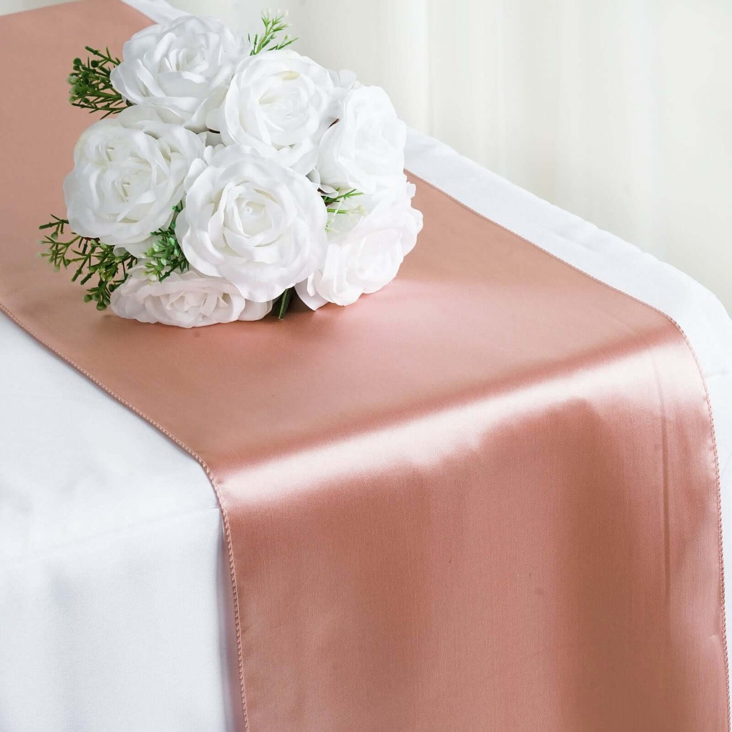 Satin 12"x108" Table Runner Dusty Rose - Stylish Table Linen - Linen Luxes