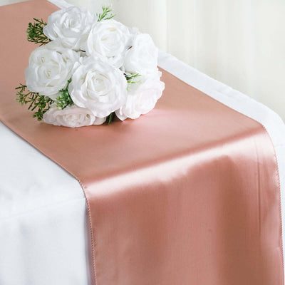 Satin 12"x108" Table Runner Dusty Rose - Stylish Table Linen - Linen Luxes