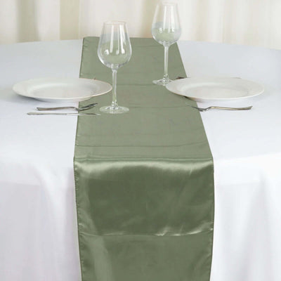 Satin 12"x108" Table Runner Dusty Sage Green - Stylish Table Linen