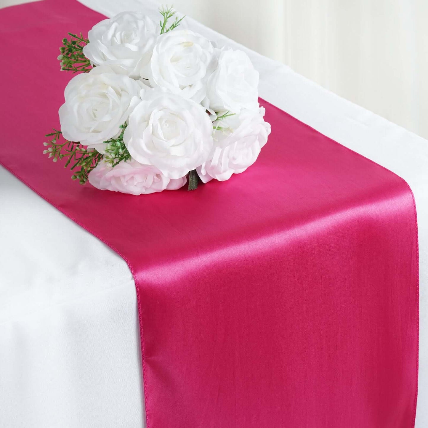 Satin 12"x108" Table Runner Fuchsia - Stylish Table Linen - Linen Luxes