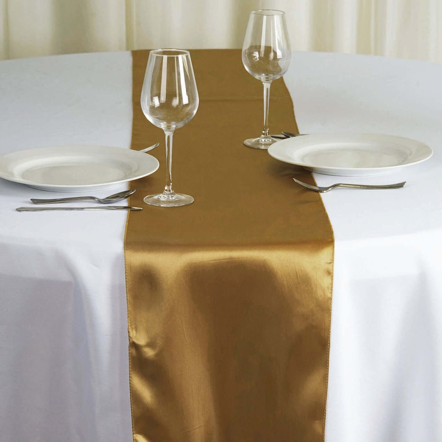 Satin 12"x108" Table Runner Gold - Stylish Table Linen for Weddings & Events - Linen Luxes