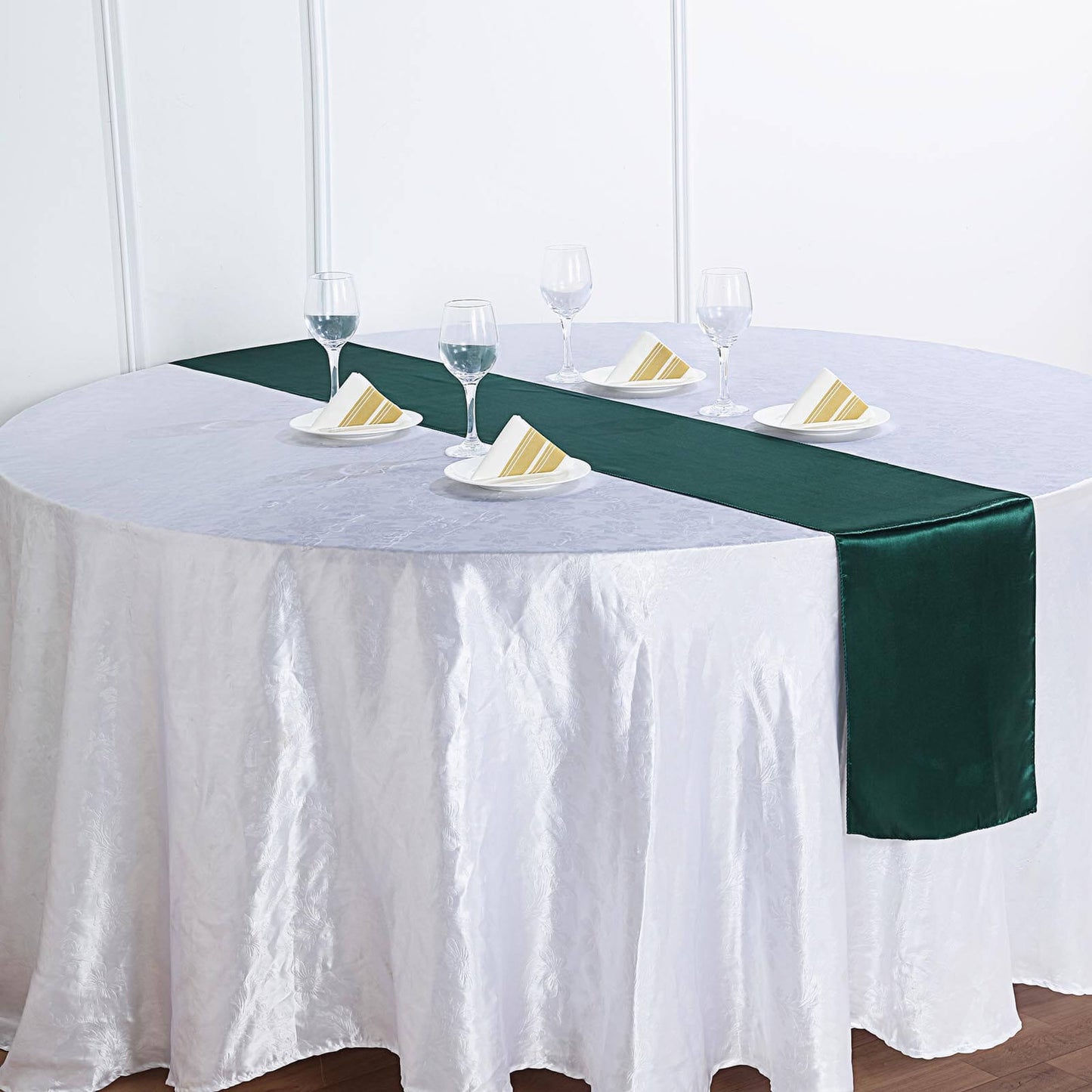 Satin 12"x108" Table Runner Hunter Emerald Green - Stylish Table Linen - Linen Luxes