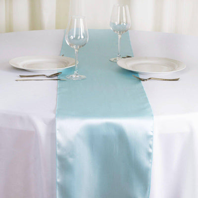 Satin 12"x108" Table Runner Light Blue - Stylish Table Linen - Linen Luxes