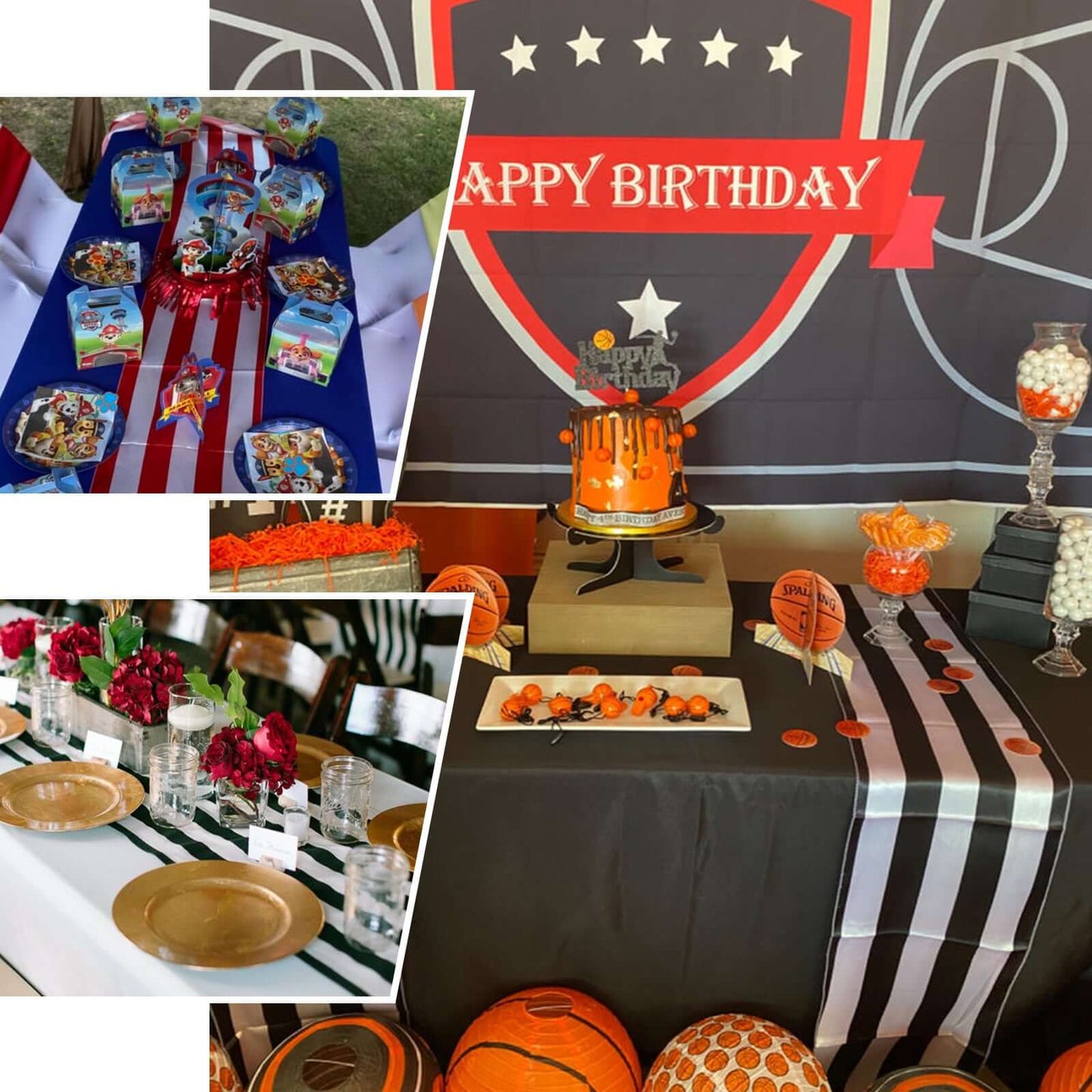 Satin 12"x108" Table Runner Navy Blue/White Stripe - Classic Striped Design - Linen Luxes