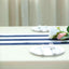 Satin 12"x108" Table Runner Navy Blue/White Stripe - Classic Striped Design - Linen Luxes