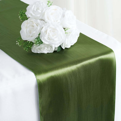 Satin 12"x108" Table Runner Olive Green - Stylish Table Linen - Linen Luxes