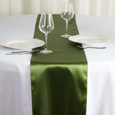 Satin 12"x108" Table Runner Olive Green - Stylish Table Linen - Linen Luxes