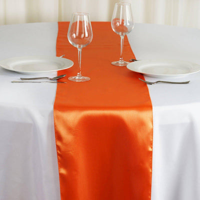 Satin 12"x108" Table Runner Orange - Stylish Table Linen - Linen Luxes