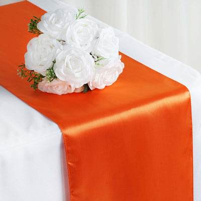 Satin 12"x108" Table Runner Orange - Stylish Table Linen - Linen Luxes