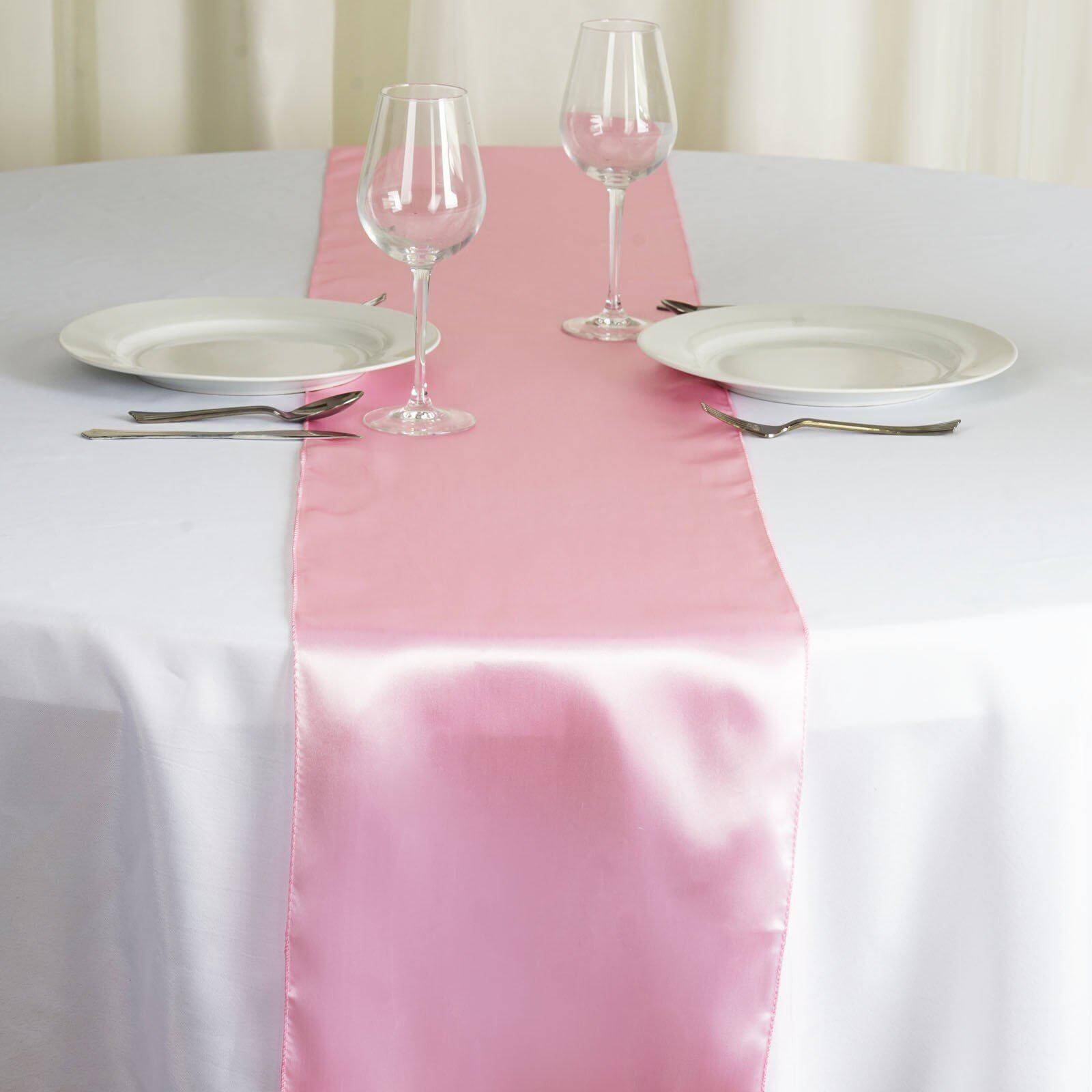 Satin 12"x108" Table Runner Pink - Stylish Table Linen - Linen Luxes
