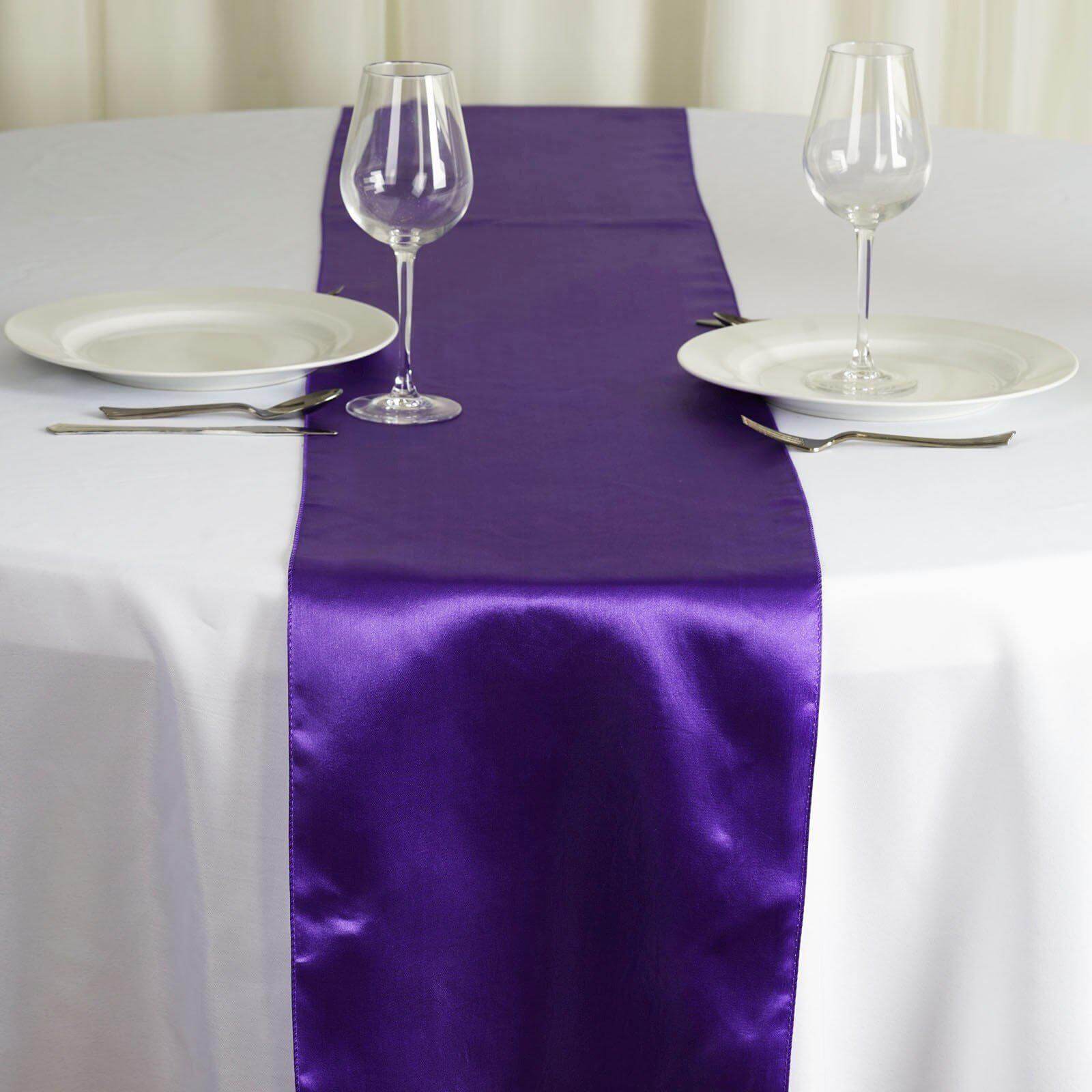 Satin 12"x108" Table Runner Purple - Stylish Table Linen - Linen Luxes