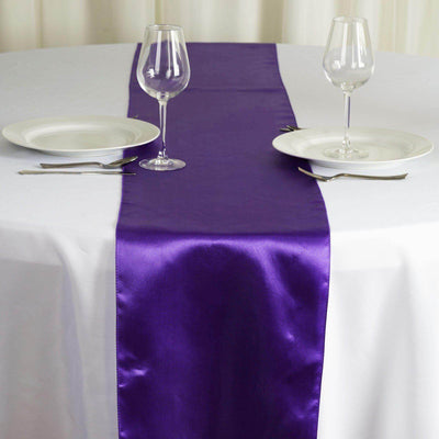 Satin 12"x108" Table Runner Purple - Stylish Table Linen - Linen Luxes