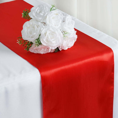 Satin 12"x108" Table Runner Red - Stylish Table Linen - Linen Luxes