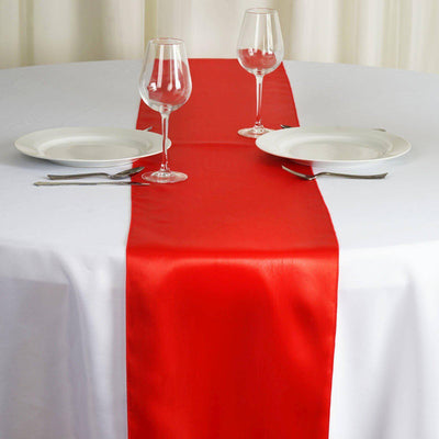 Satin 12"x108" Table Runner Red - Stylish Table Linen - Linen Luxes