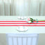 Satin 12"x108" Table Runner Red/White Stripe - Classic Striped Design - Linen Luxes
