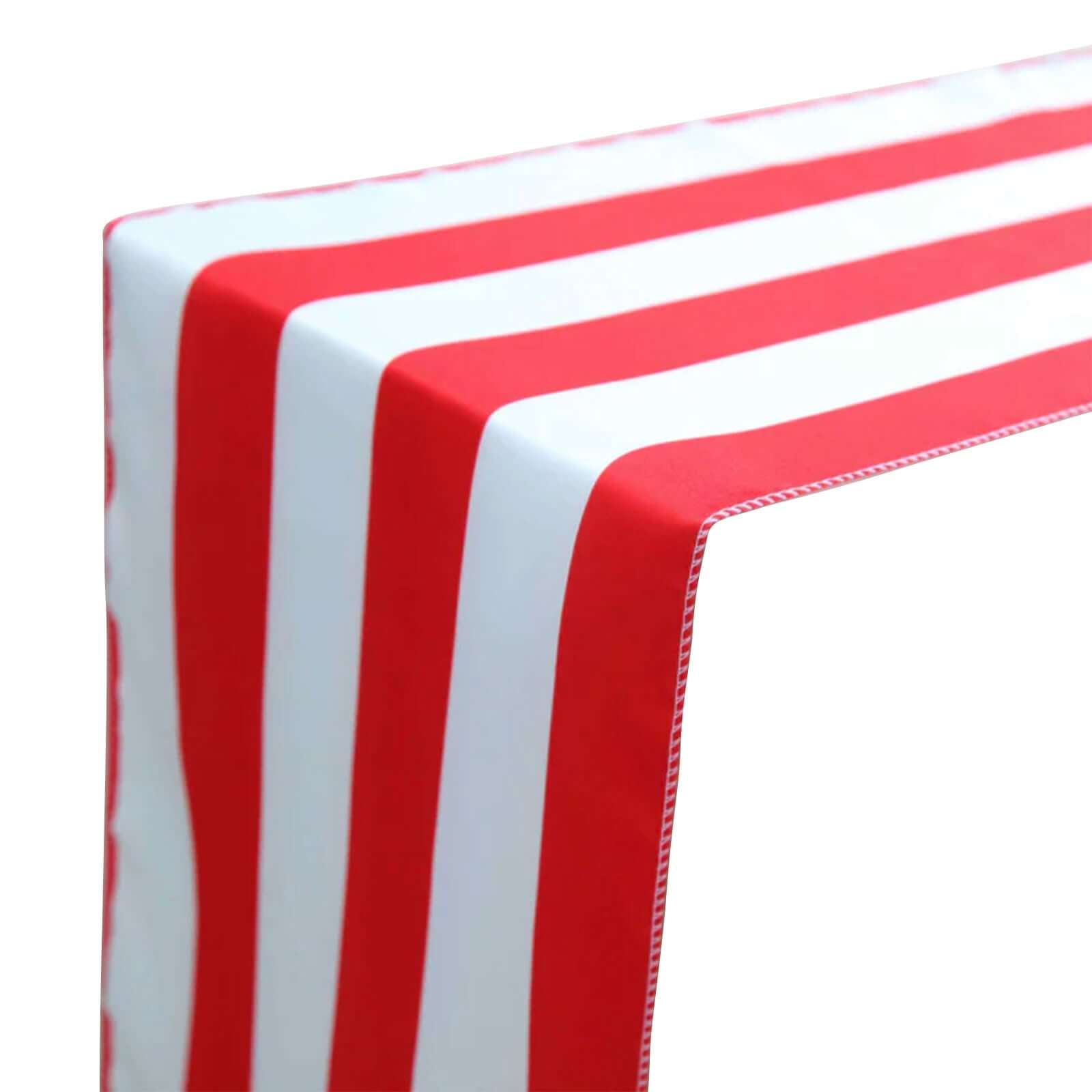 Satin 12"x108" Table Runner Red/White Stripe - Classic Striped Design - Linen Luxes