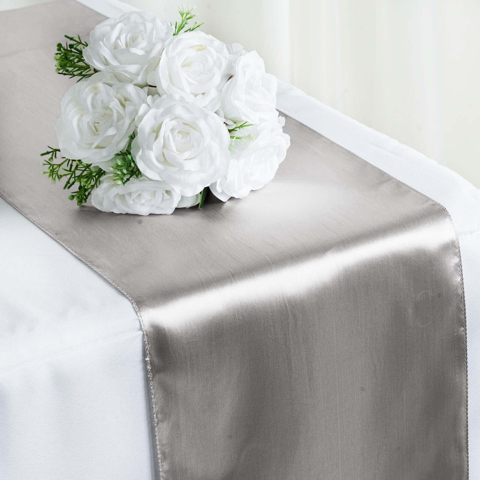 Satin 12"x108" Table Runner Silver - Stylish Table Linen - Linen Luxes