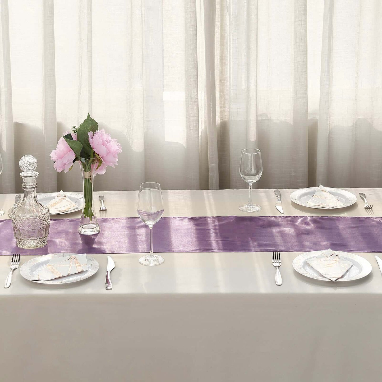 Satin 12"x108" Table Runner Violet Amethyst - Stylish Table Linen - Linen Luxes