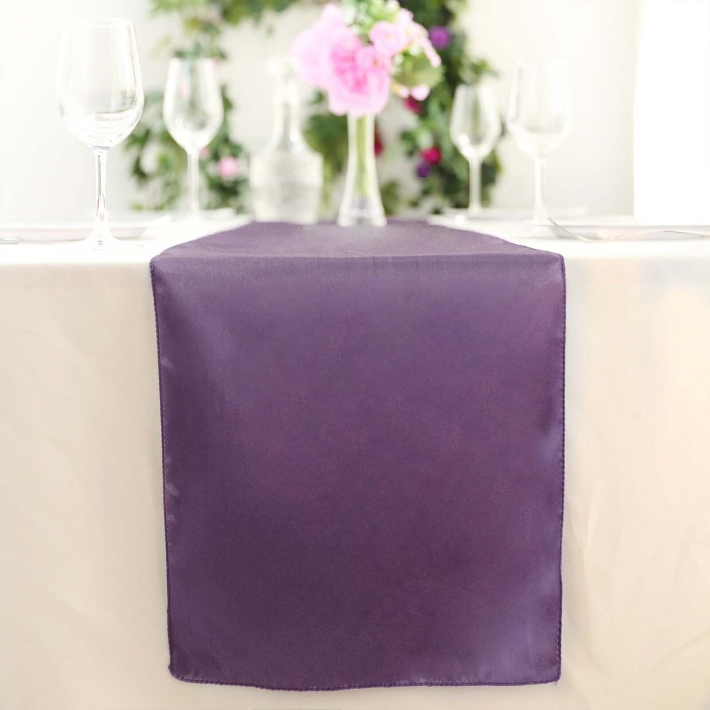 Satin 12"x108" Table Runner Violet Amethyst - Stylish Table Linen - Linen Luxes