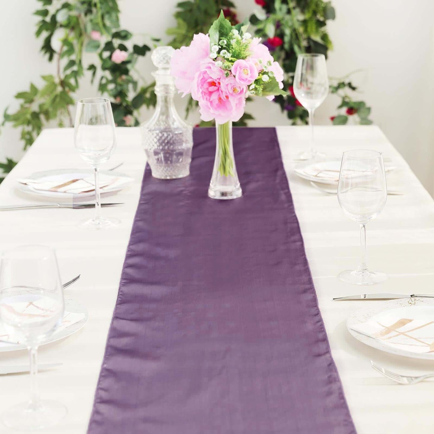 Satin 12"x108" Table Runner Violet Amethyst - Stylish Table Linen - Linen Luxes
