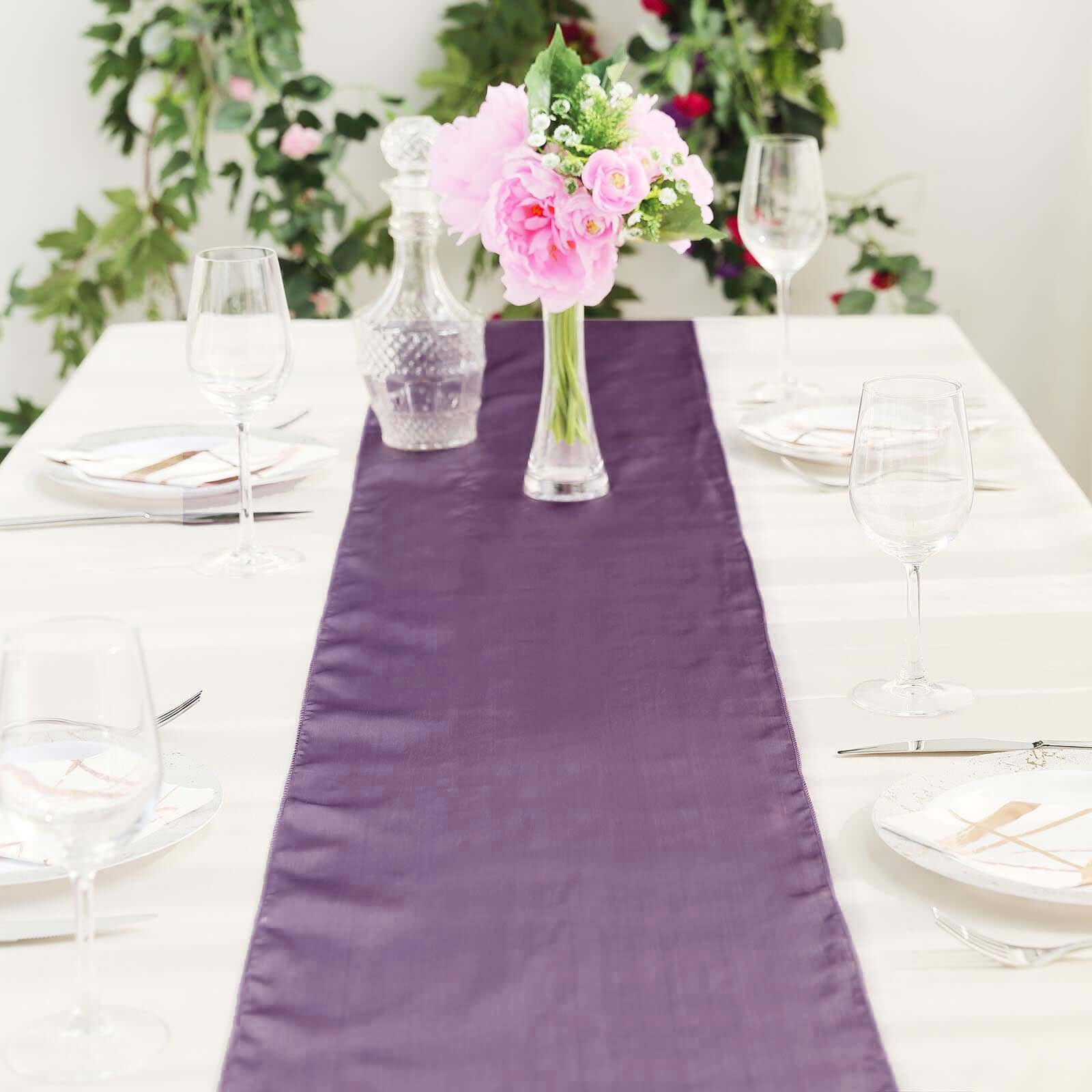Satin 12"x108" Table Runner Violet Amethyst - Stylish Table Linen - Linen Luxes