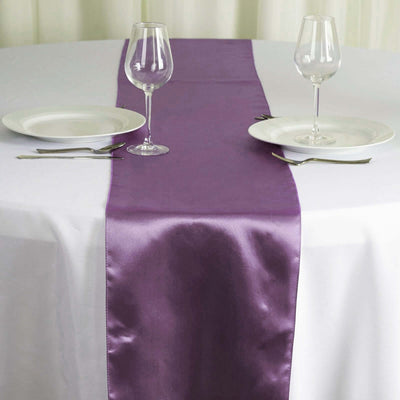 Satin 12"x108" Table Runner Violet Amethyst - Stylish Table Linen - Linen Luxes