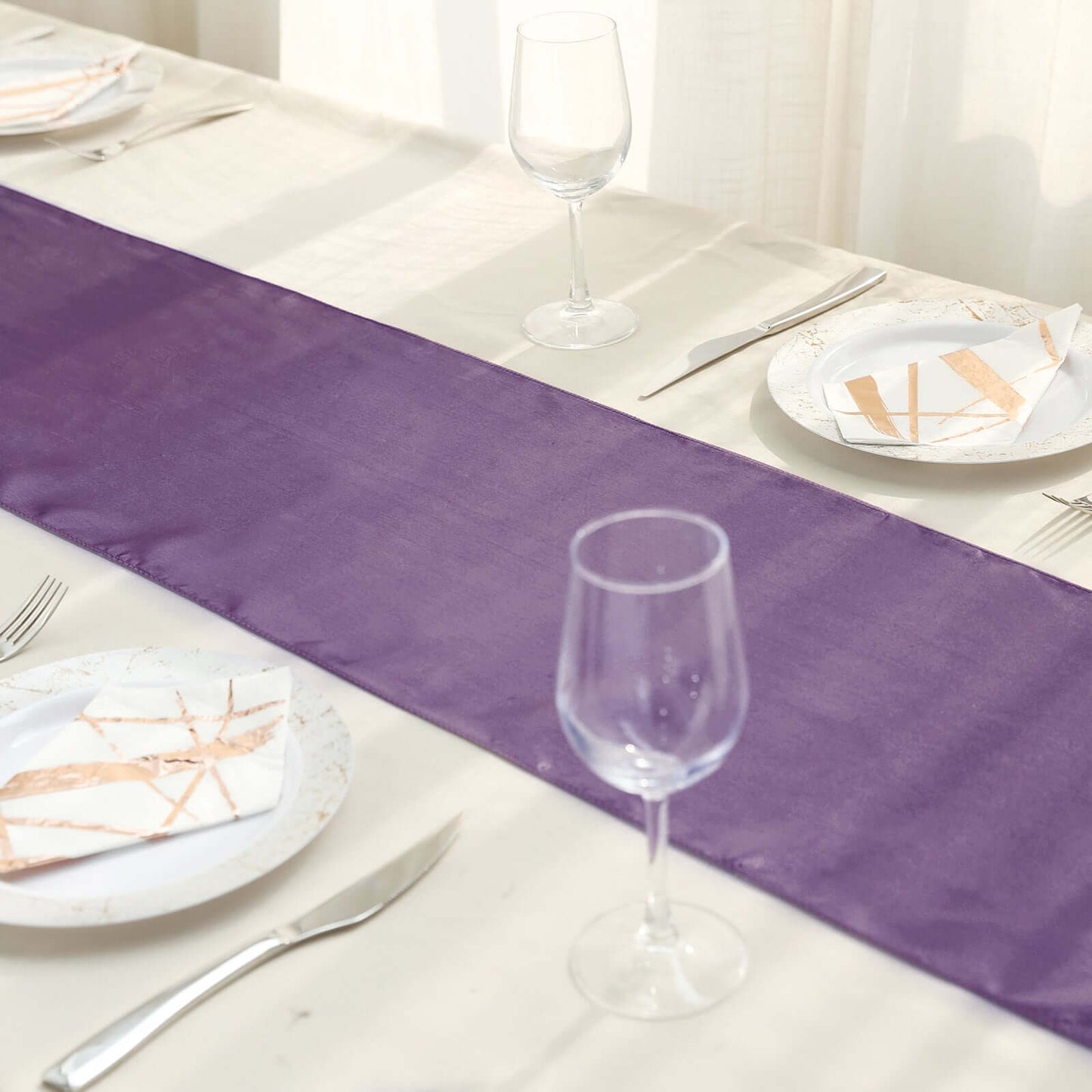 Satin 12"x108" Table Runner Violet Amethyst - Stylish Table Linen - Linen Luxes