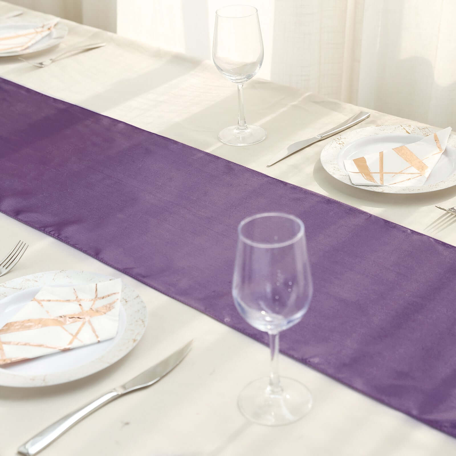 Satin 12"x108" Table Runner Violet Amethyst - Stylish Table Linen - Linen Luxes