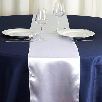 Satin 12"x108" Table Runner White - Stylish Table Linen for Weddings & Events - Linen Luxes