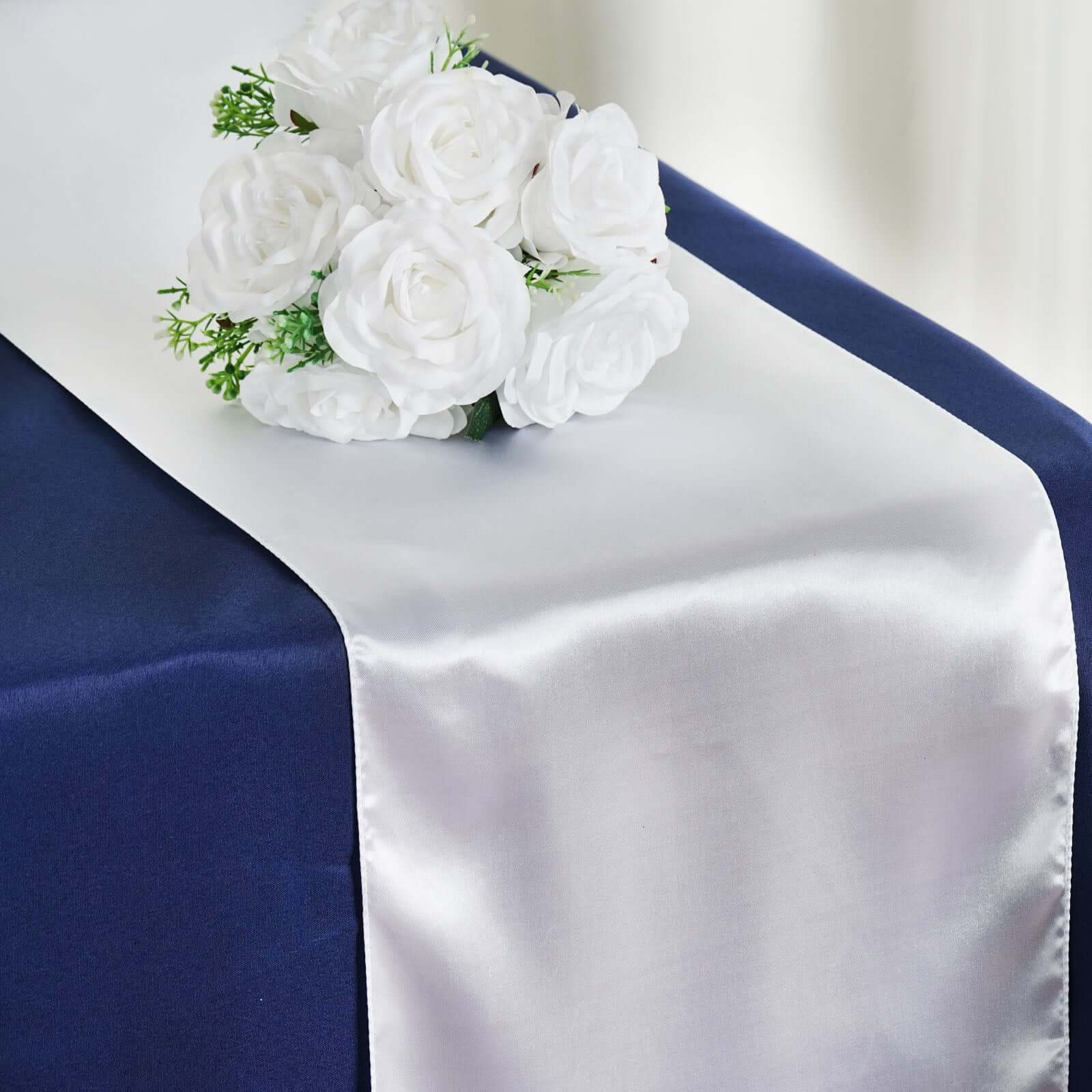 Satin 12"x108" Table Runner White - Stylish Table Linen for Weddings & Events - Linen Luxes