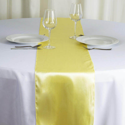 Satin 12"x108" Table Runner Yellow - Stylish Table Linen - Linen Luxes