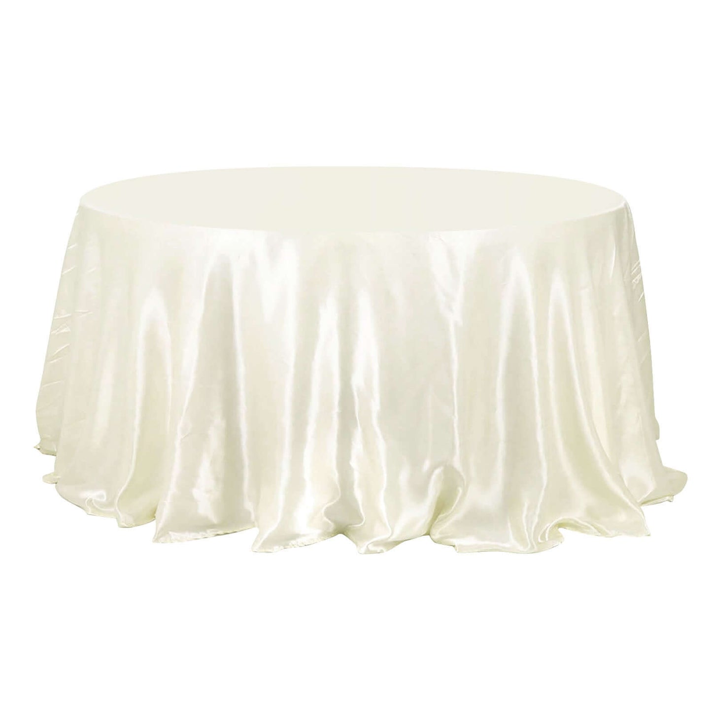 Satin 132" Round Tablecloth Ivory - Stylish Seamless Table Cover