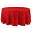 Satin 132" Round Tablecloth Red - Seamless Grandiose 3D Rosette Table Cover - Linen Luxes