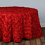 Satin 132" Round Tablecloth Red - Seamless Grandiose 3D Rosette Table Cover - Linen Luxes
