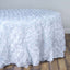 Satin 132" Round Tablecloth White - Grandiose 3D Rosette Design with Seamless Finish for Chic Occasions - Linen Luxes