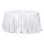 Satin 132" Round Tablecloth White - Stylish Seamless Table Cover for Weddings & Events