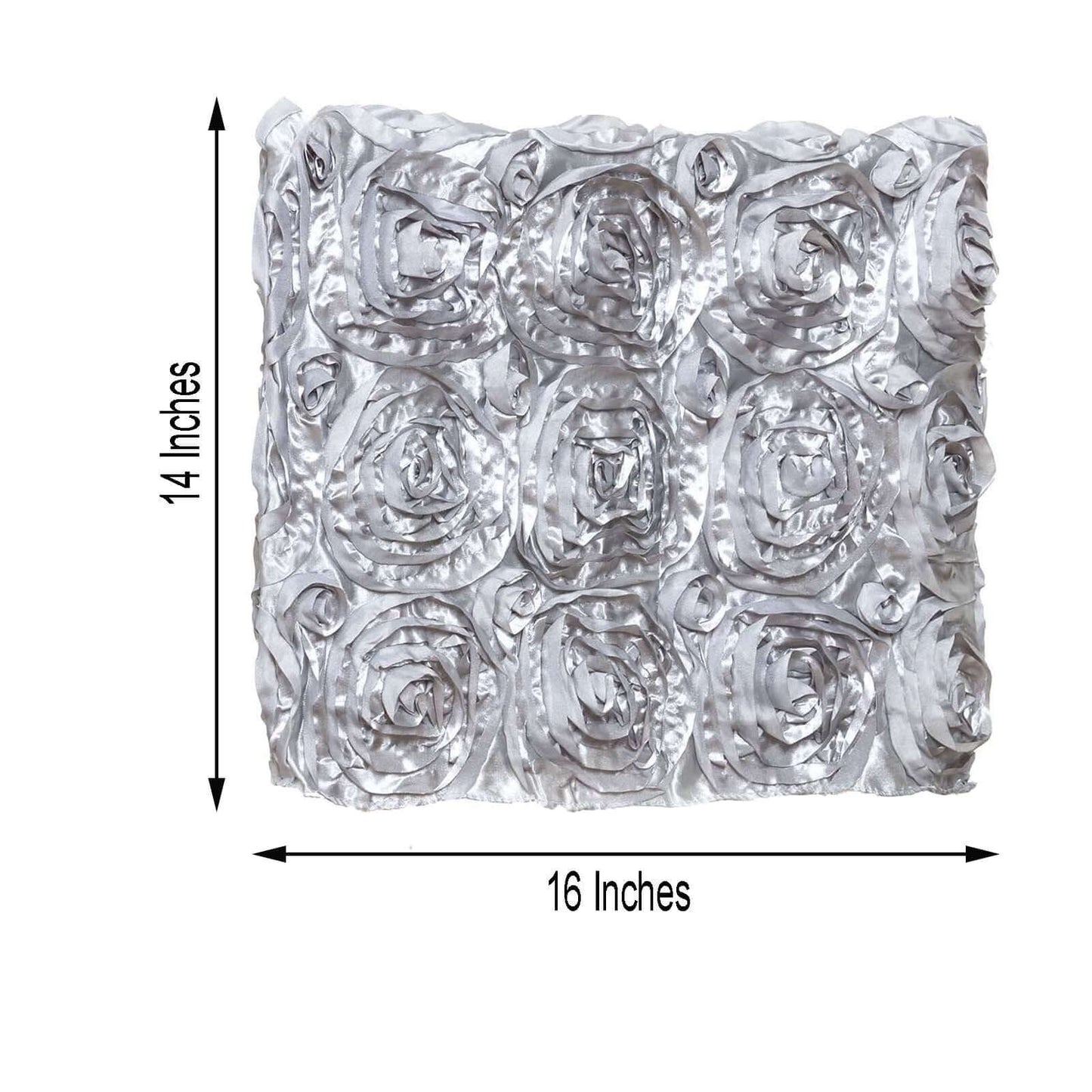 Satin 16" Chair Caps with Rosette Design for Chiavari Chairs Silver - Exquisite Chair Back Cover for Weddings & Parties - Linen Luxes