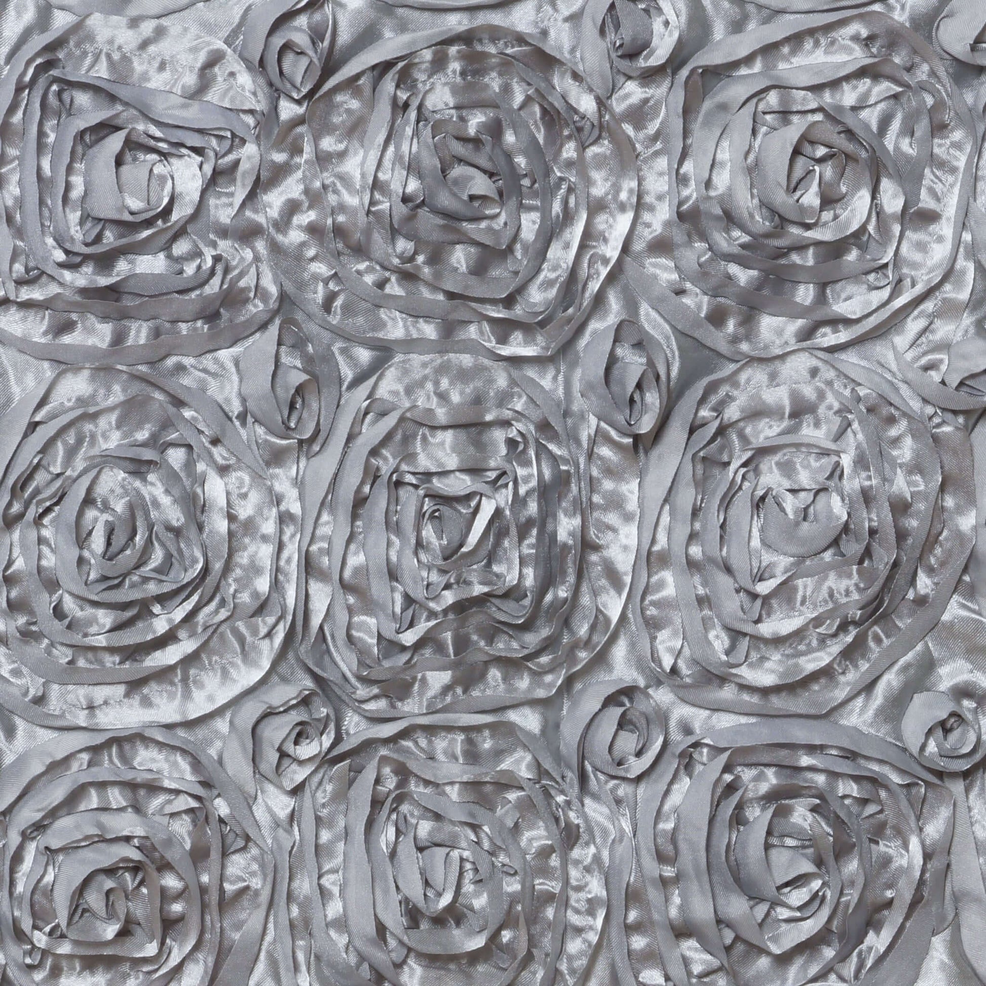 Satin 16" Chair Caps with Rosette Design for Chiavari Chairs Silver - Exquisite Chair Back Cover for Weddings & Parties - Linen Luxes