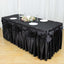 Satin 21ft Table Skirt Black - Pleated Double Drape Table Cover - Linen Luxes