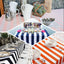 Satin 60"x102" Rectangle Tablecloth Black/White - Stripe Design with Stylish Smooth Finish Table Cover - Linen Luxes