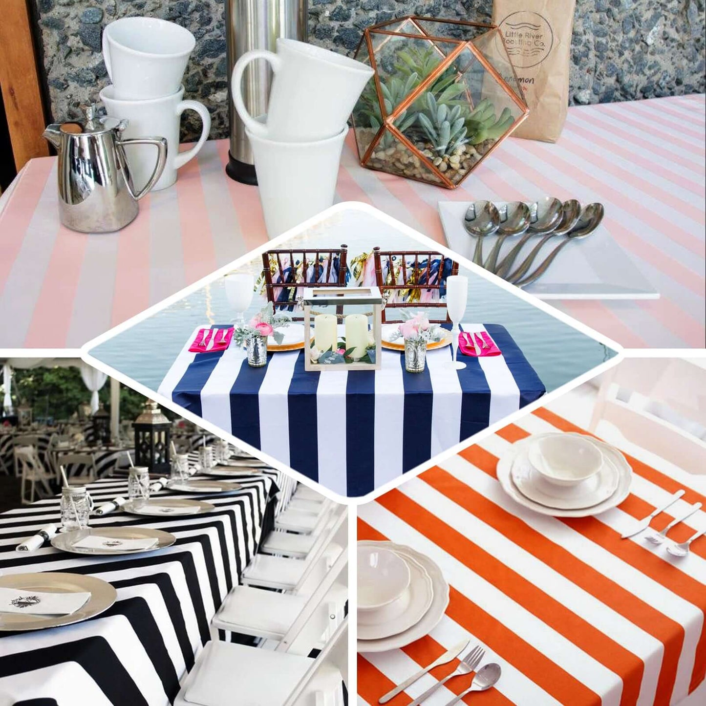 Satin 60"x102" Rectangle Tablecloth Black/White - Stripe Design with Stylish Smooth Finish Table Cover - Linen Luxes