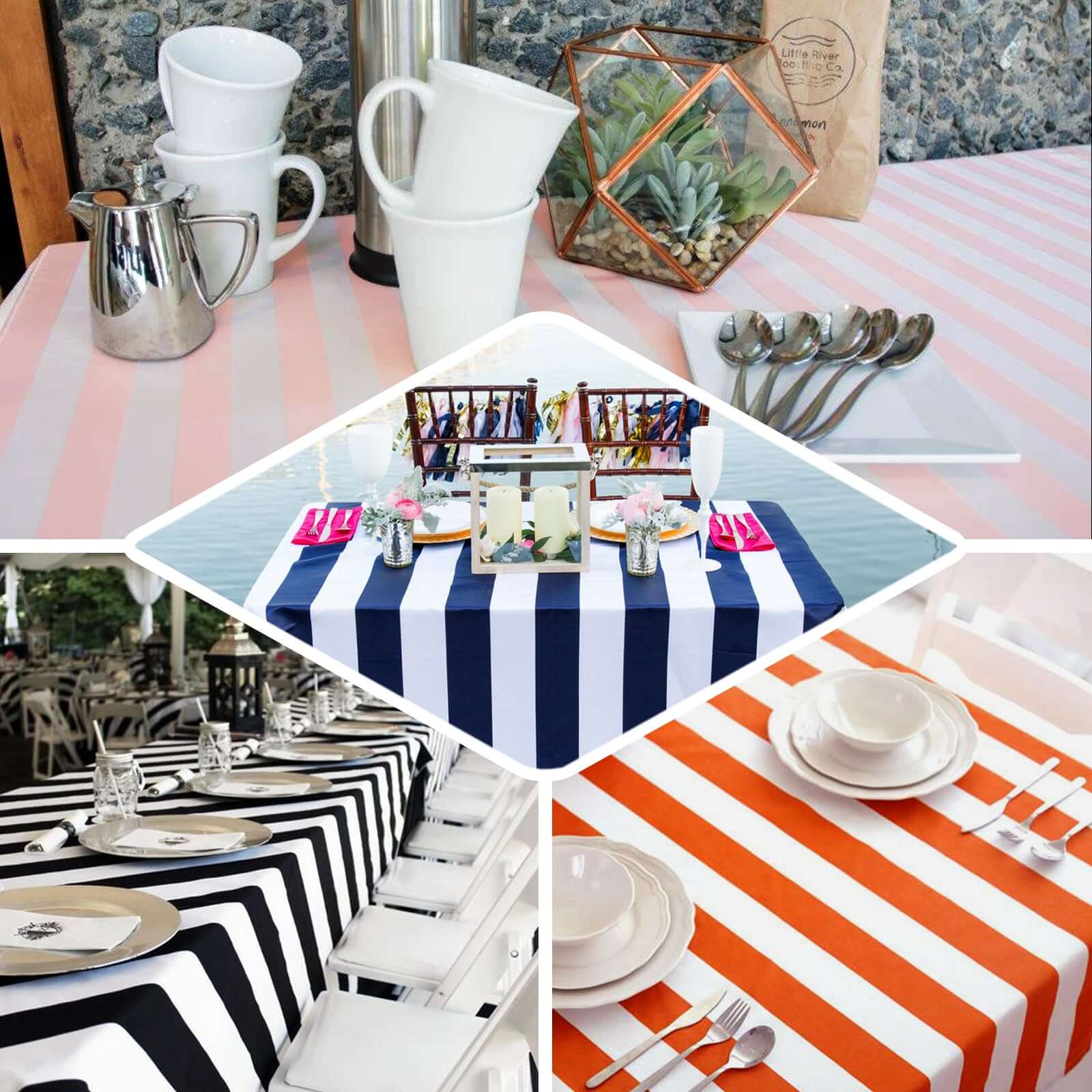 Satin 60"x102" Rectangle Tablecloth Black/White - Stripe Design with Stylish Smooth Finish Table Cover - Linen Luxes