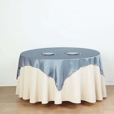 Satin 60"x60" Table Overlay Square Tablecloth Dusty Blue - Smooth Silky Touch Table Cover - Linen Luxes