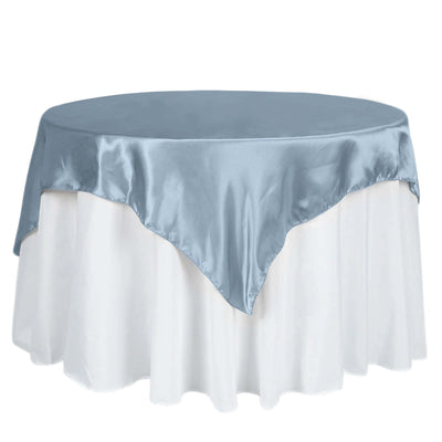 Satin 60"x60" Table Overlay Square Tablecloth Dusty Blue - Smooth Silky Touch Table Cover - Linen Luxes